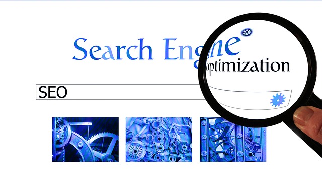 Image of an internet search engine with the words "Search Engine Optimization" under a magnifying glass